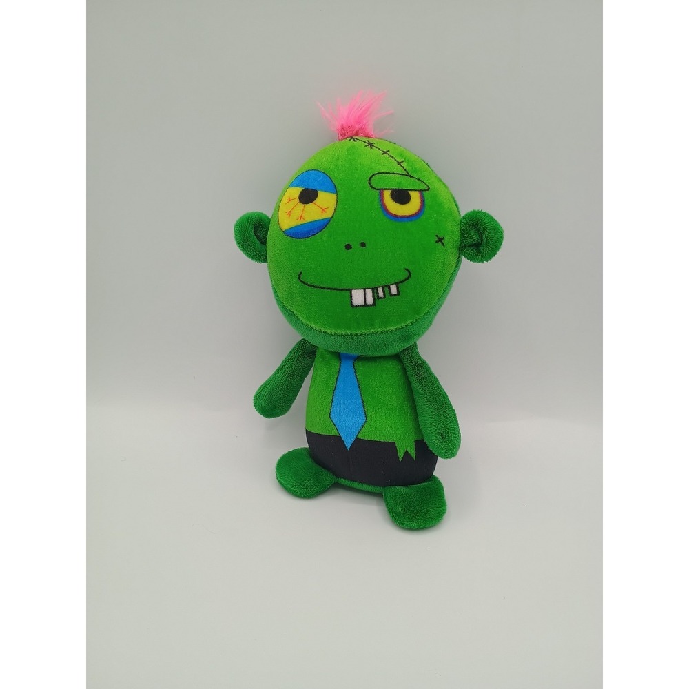 8" 2022 A&A Global Spooky Undead Zombie GREEN Plush Pink Hair Bloodshot Eye B5